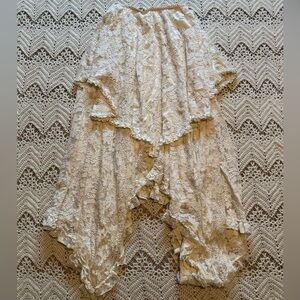 Whimsical Gimmicks Boho Lace Tiered Asymmetrical MaxiSkirt Renaissance Festival